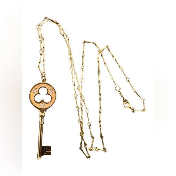 TIFFANY Diamond clover key pendant necklace in 18k yellow gold - Picture 8 of 8